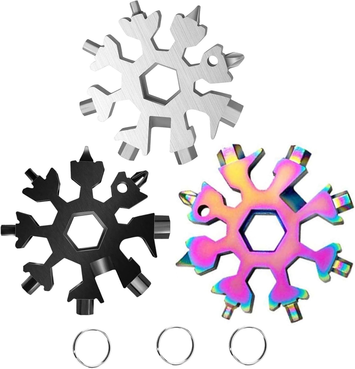 3-Pack Snowflake 18-in-1 Stainless Steel Multitool – Bottle Opener, Screwdrive
