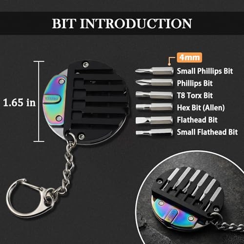 Rainbow Folding Keychain Pocket Knife, Small EDC Multitool with Screwdriver Set,
