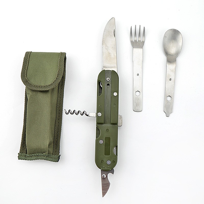 Camping Folding Knife Fork And Spoon Combination Stainless Steel Tableware Knife