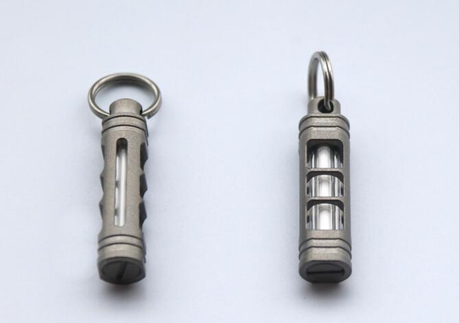 Titanium luminous Tube Pendants Paracord Beads Key Ring Necklace Pendants