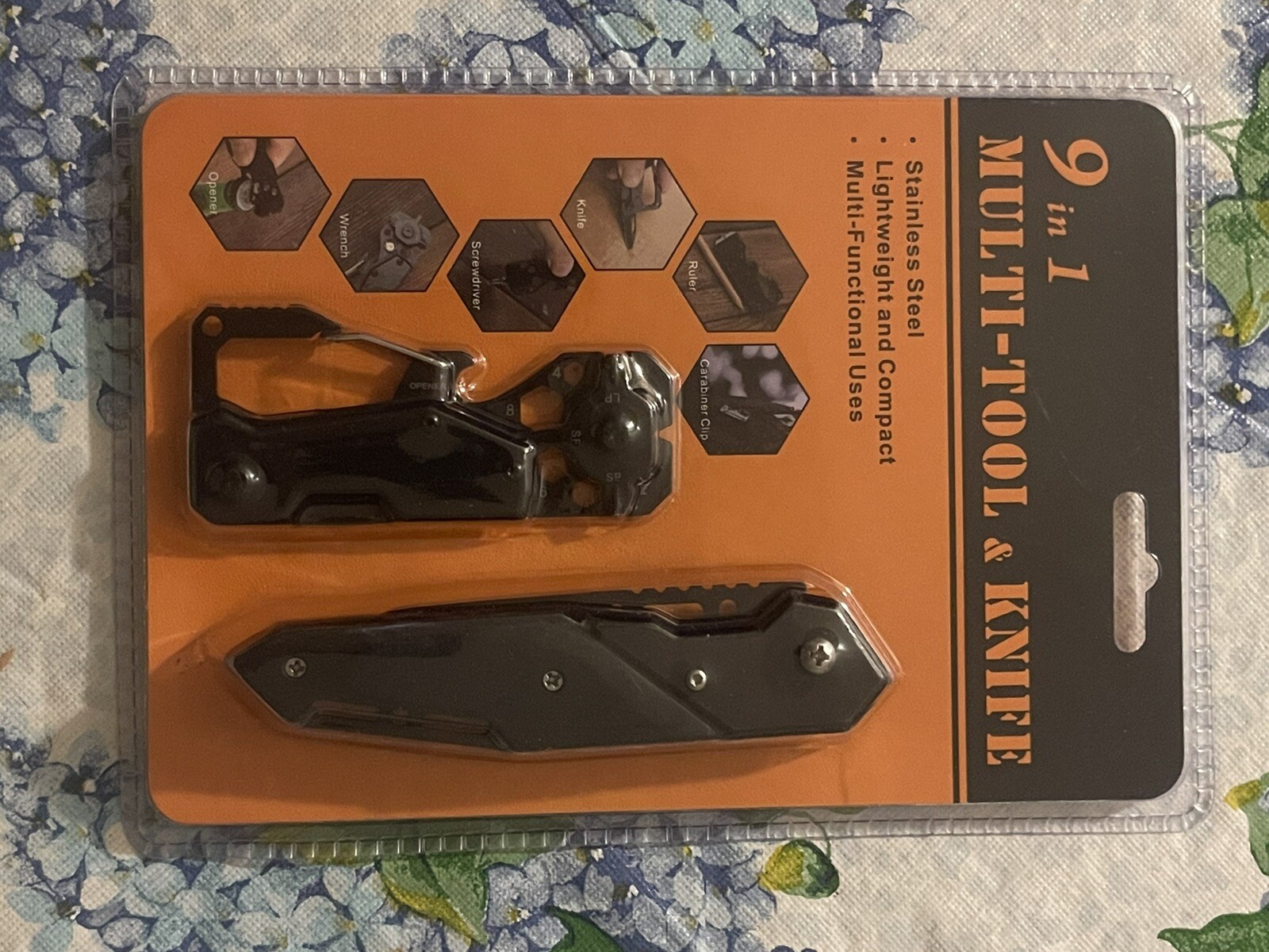 9-In-1 Pocket Knife, Multi tool, Black, Unbranded, New In Package.