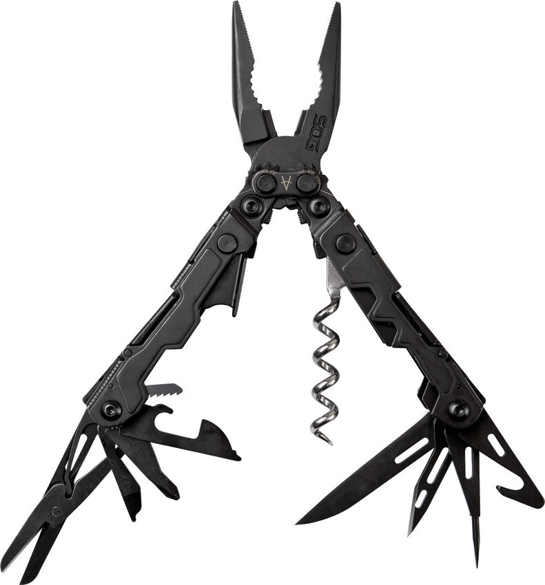 SOG PowerLitre Multi Tool Black Knife Pliers Ruler Screwdriver Scissors PL1002CP