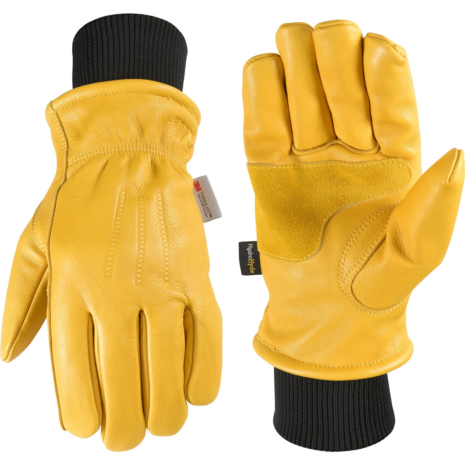 Water-Resistant Insulated Leather Winter Work Gloves for Men – Medium Size