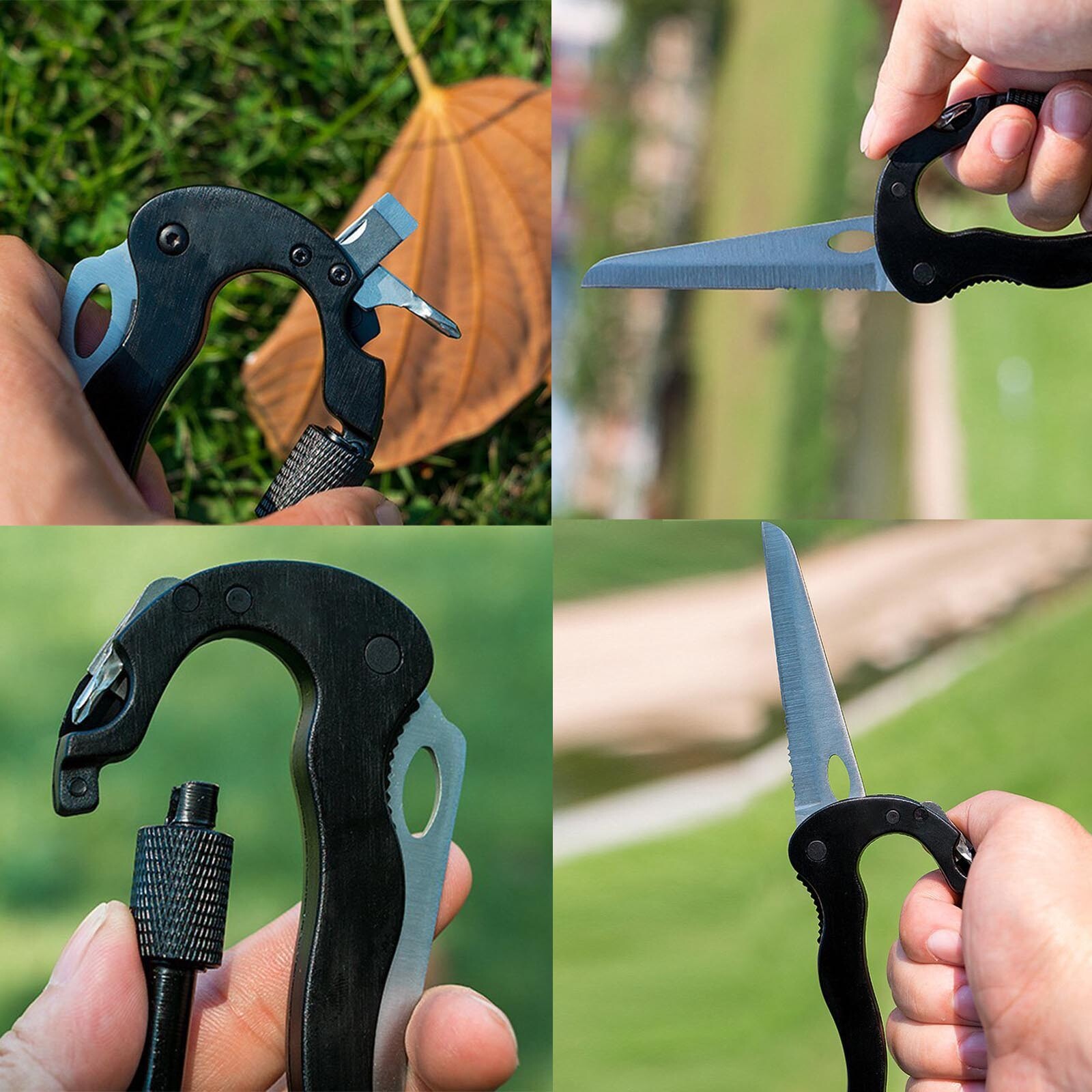 All-Purpose Multi-Tool with Bottle Opener Carabiner Philips Head Metal