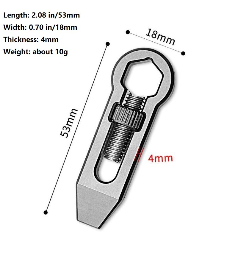 EDC Mini Titanium Adjustable Wrench Pry Bar Crowbar Pocket Multi Tools Keychain