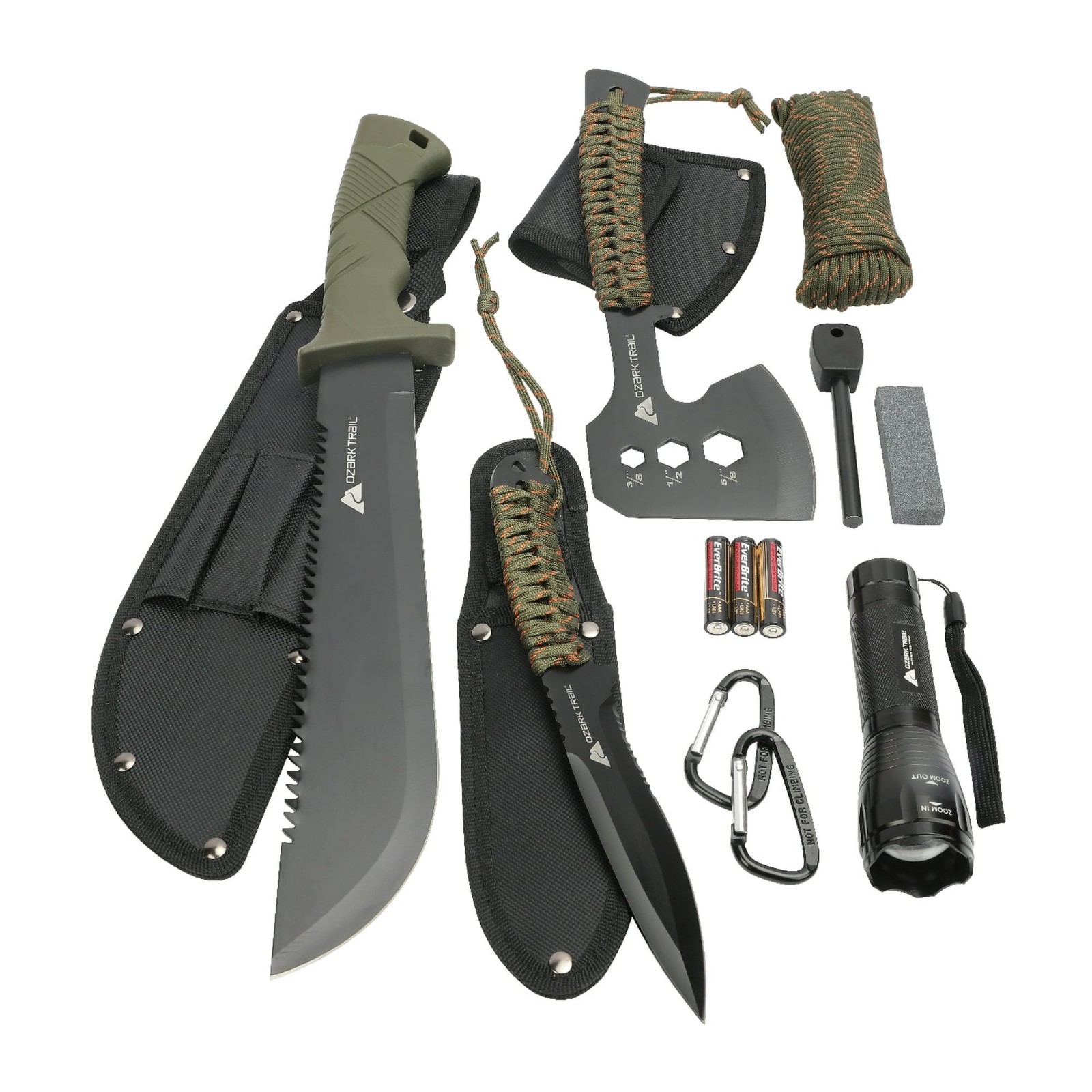 12 Piece Camping Survival Tool Set Flashlight Hatchet Knife Fire Starter