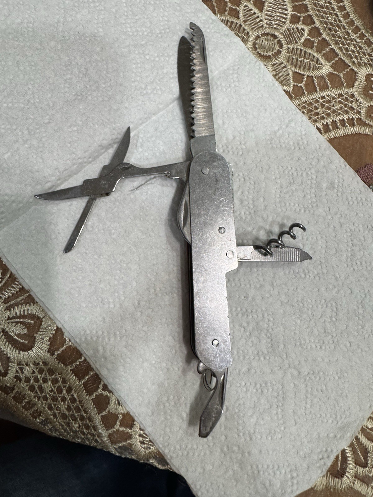 7-in-1 Wood Handle Stainless Multi-Tool Pocket Knife Keyring w/ Corkscrew