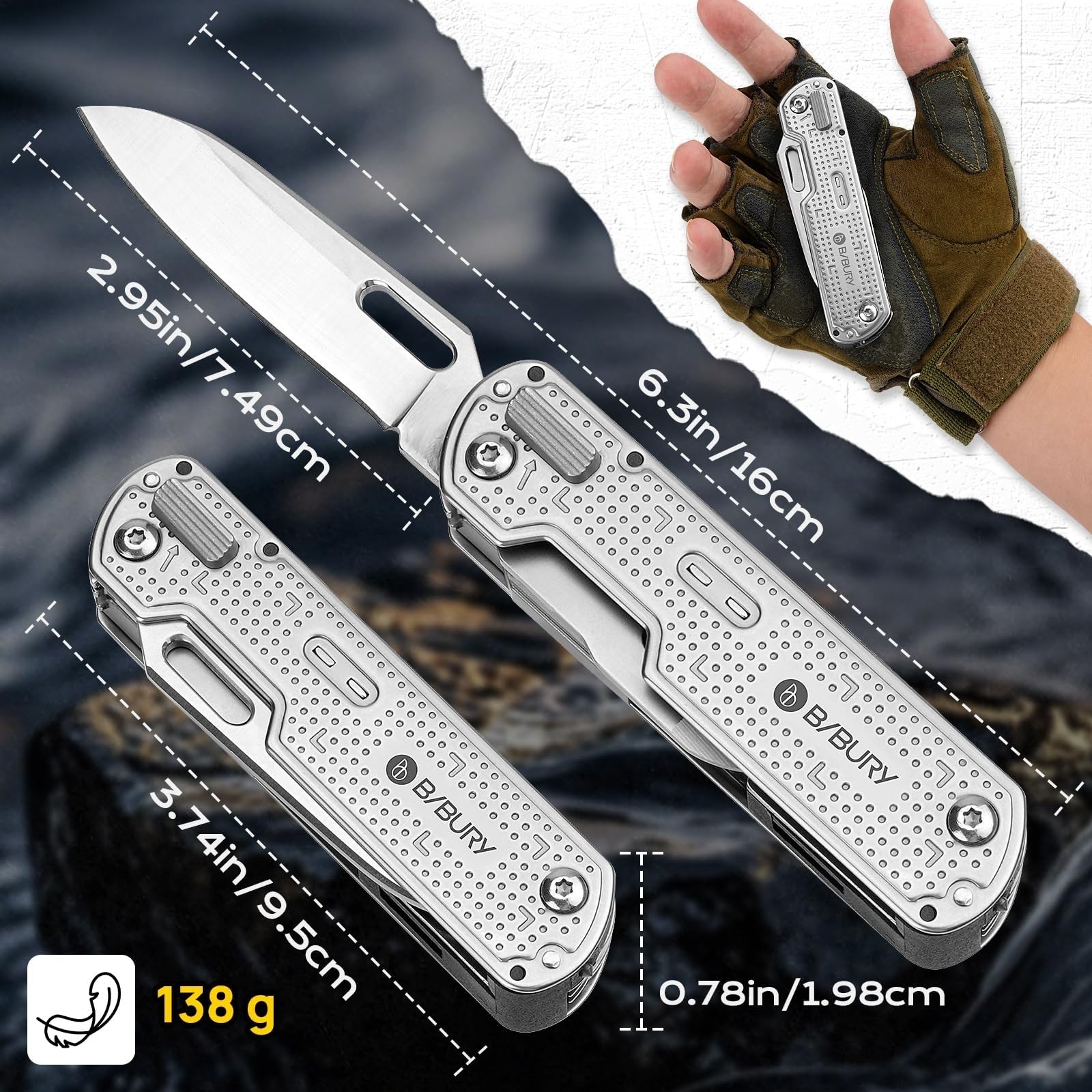 Father’s Day Gift for Dad, Pocket Knife EDC Multitool Stainless Steel, Gifts…
