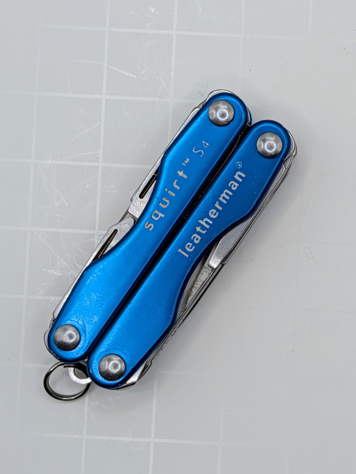 Vintage Leatherman Squirt S4 Multi-Tool, Key Ring, Retired, Blue Anodized
