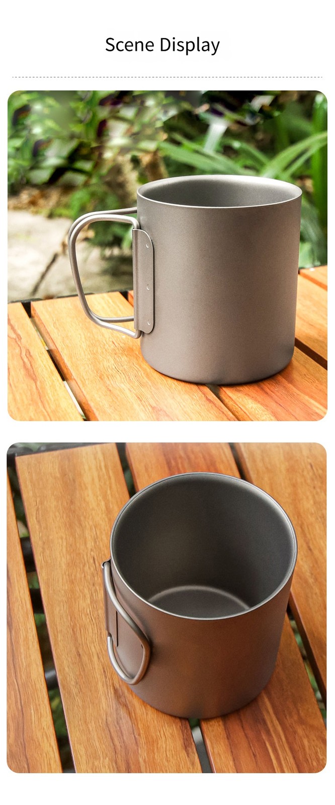 Outdoor camping portable pure titanium double-layer water cup set