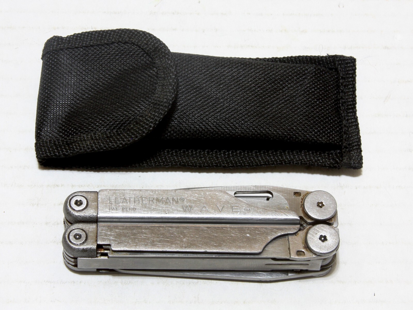 Leatherman Wave USA Multi-Tool Pat Pend Knife Needle Nose Pliers W/Sheath Vtg.
