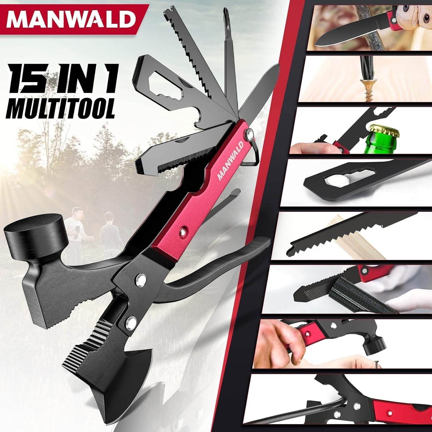 15 in 1 Multitool Axe Hatchet, Camping Accessories Survival Gear, Multi Tool