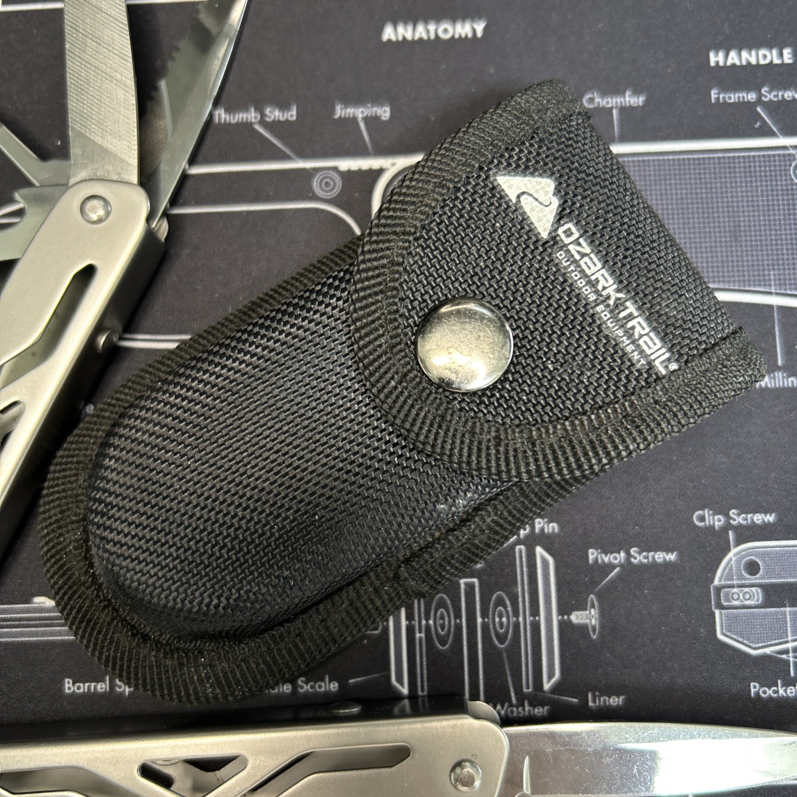 Ozark Trail Multi Tool Pliers Knife Stainless Steel w/ Pouch Camping EDC VGUC