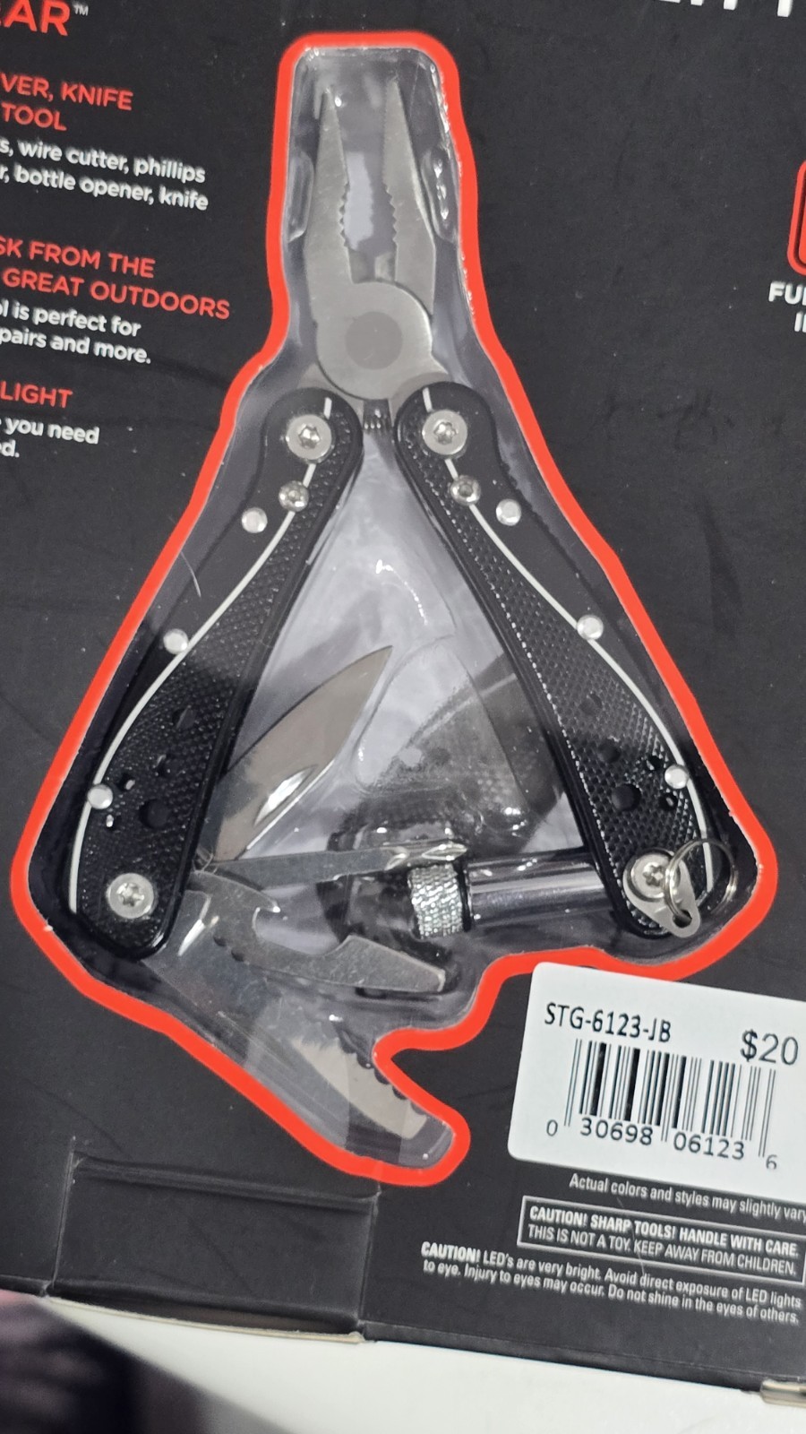 Smart Gear LED Multi-Tool Pliers 8-in-1 Stainless Steel with Light New