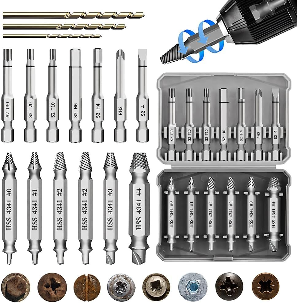 Regalos para hombres, juego de 16 extractores de tornillos dañados