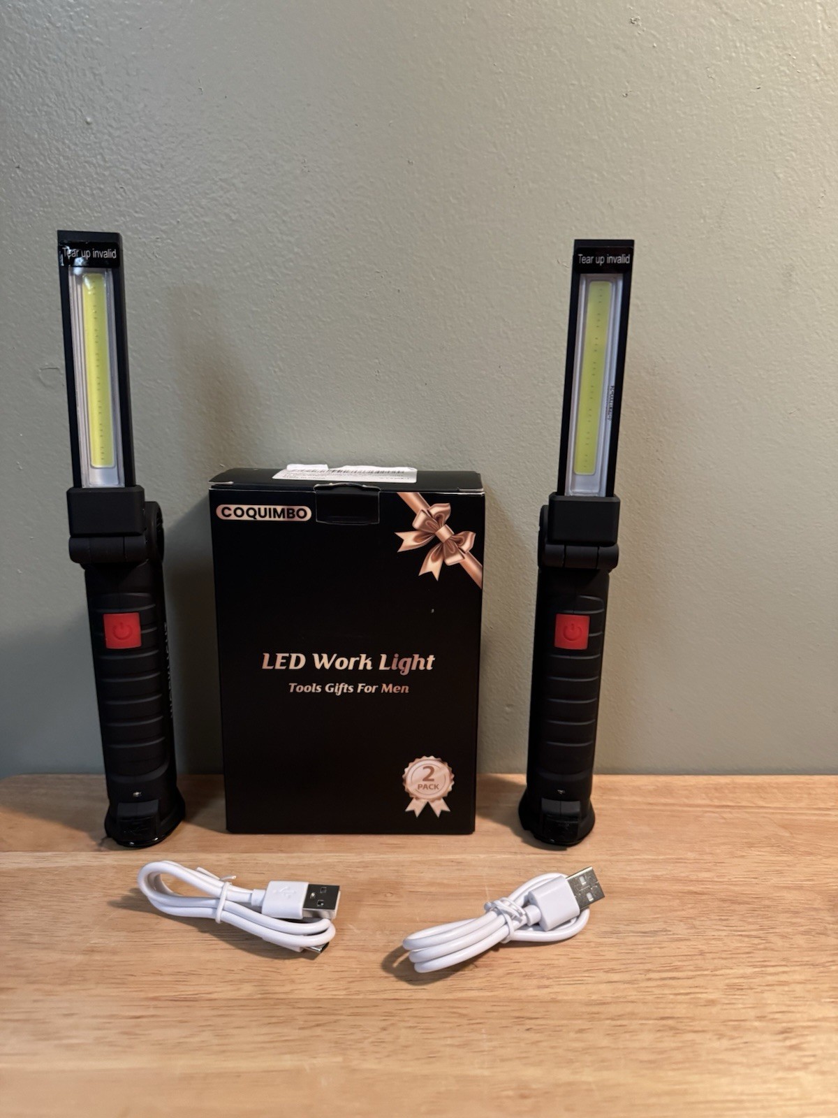 Coquimbo Tool Gifts for Men Dad Him Husband, Rechargeable LED Work Light 2 Pack