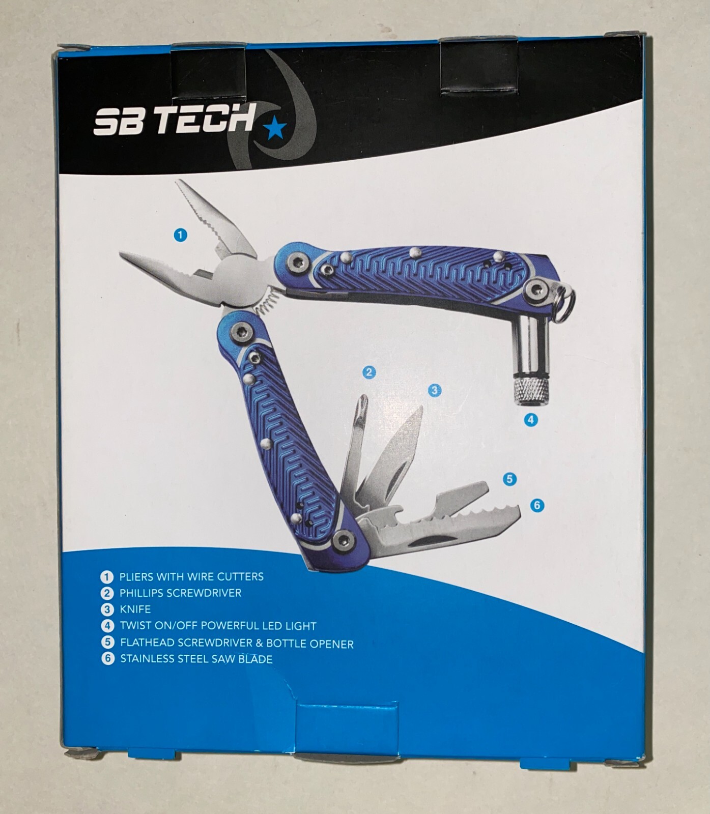 SB Tech Multi Tool with LED Light – New In Box