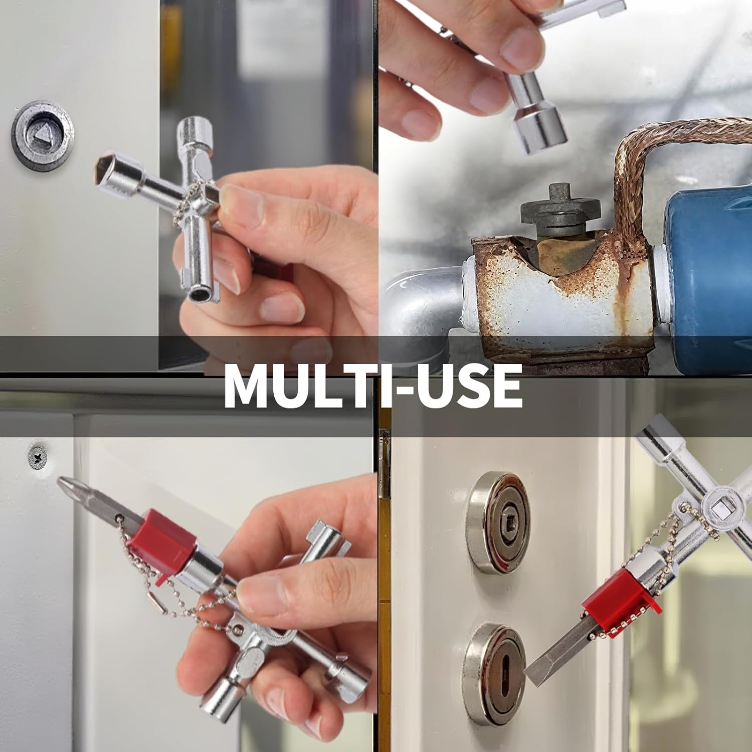 2 Pcs Water Key, Silcock Key 4 Way, Multi-Functional Water Key Shut Off Tool,