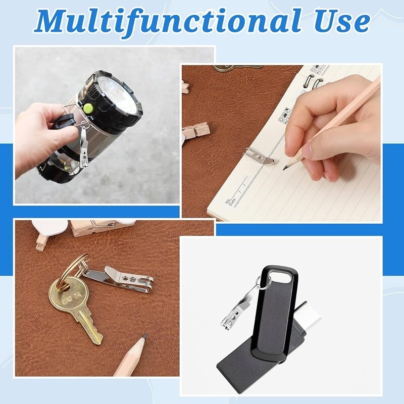 5 Pack Heavy Duty Stainless Steel Pocket Clip Keychain Multi-purpose Tool Clips