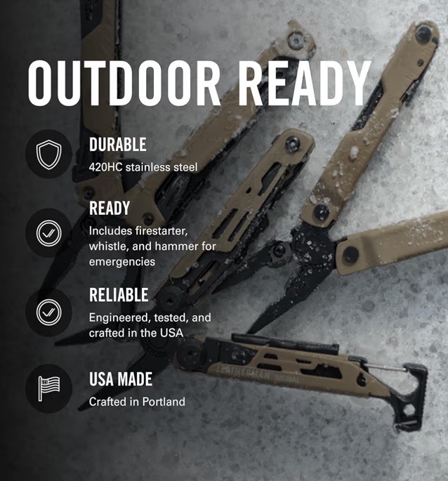 LEATHERMAN Signal 19 in 1 Multi-tool for Outdoors Camping Hiking Fishing DMG Box