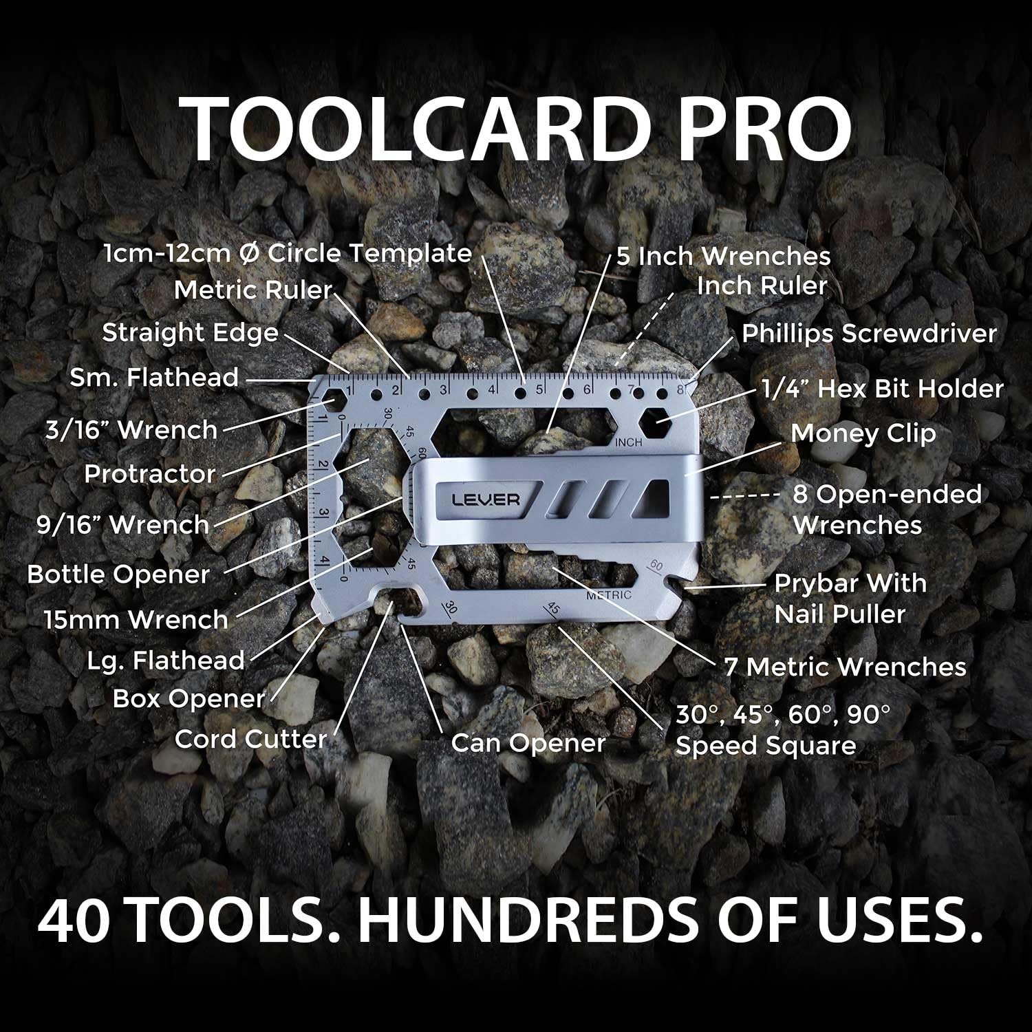 Toolcard With Money Clip – 40 in 1 Credit Card Multitool – Sleek Minimalist S…