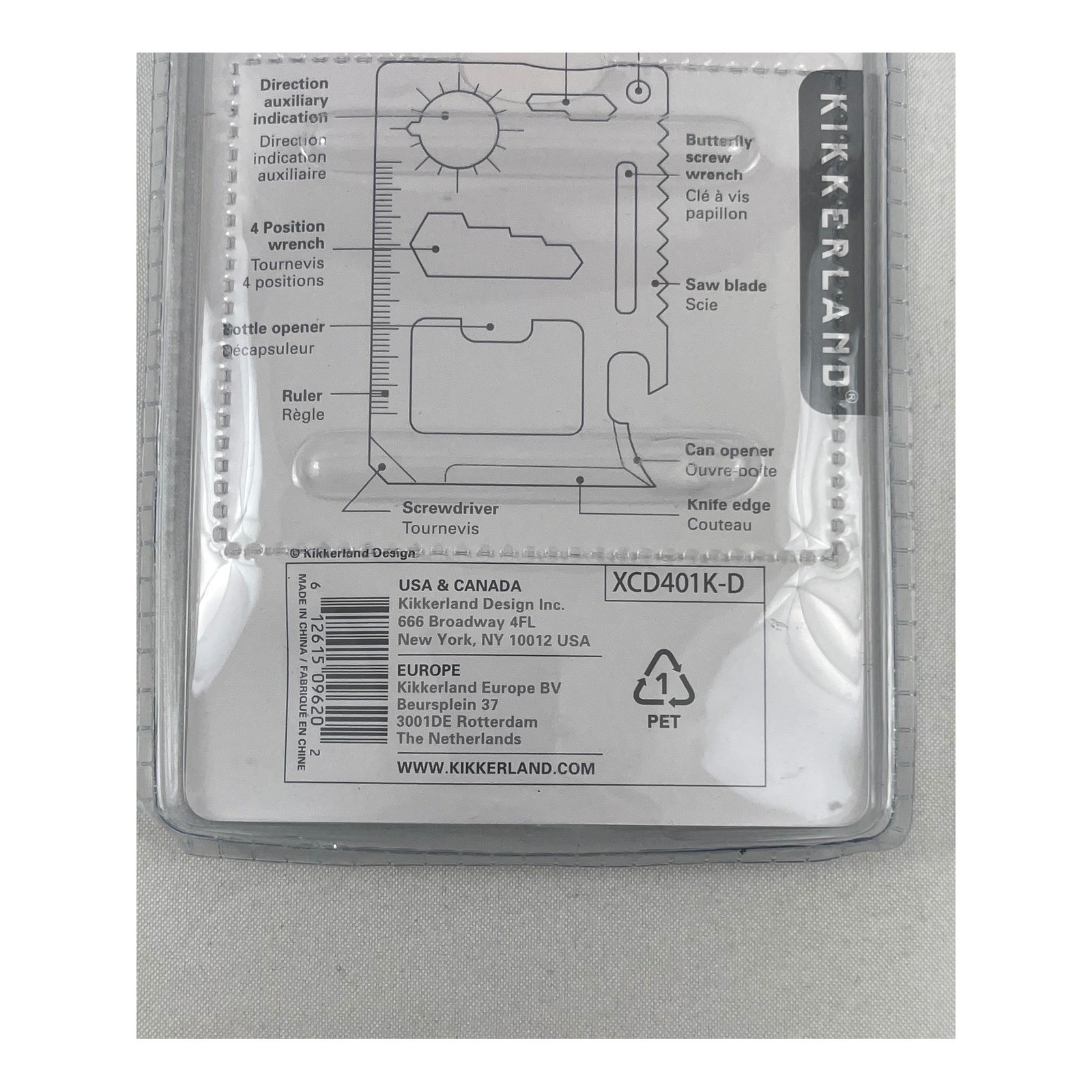 Kikkerland 11-in-1 Stainless Steel Survival Multi-Tool Card XCD401K-D New