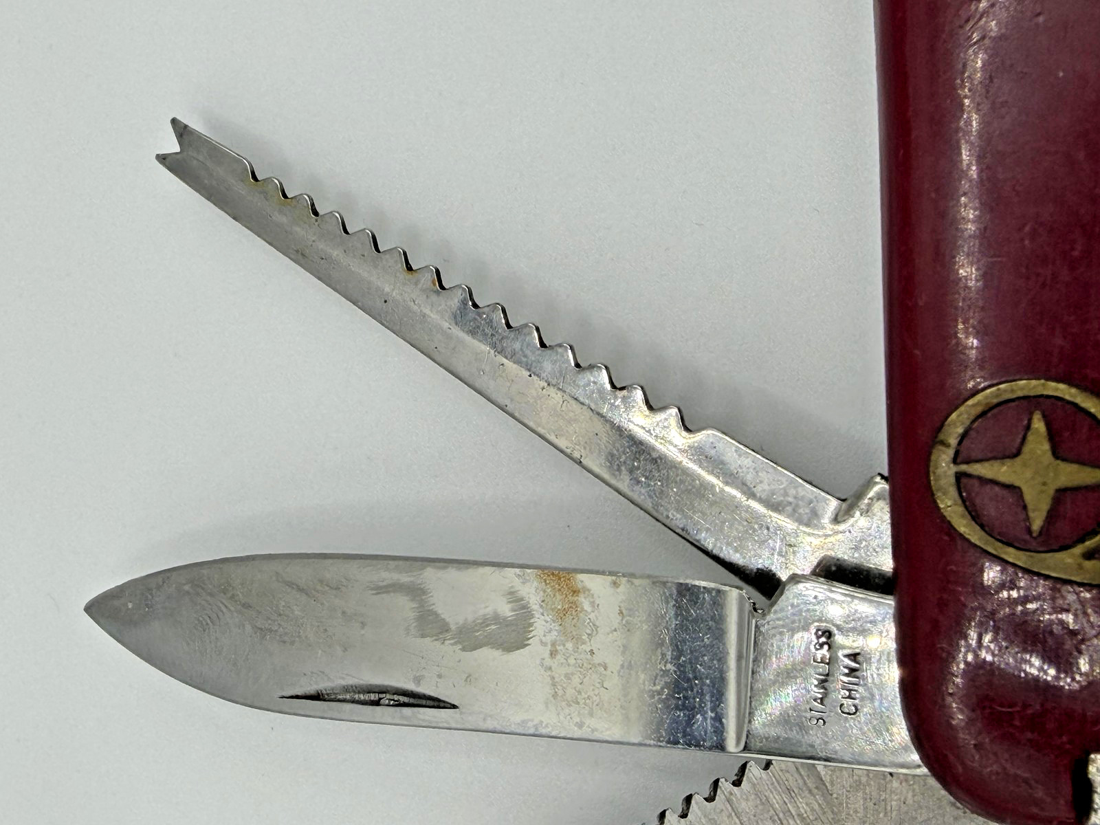 RED STAINLESS STEEL 9-IN-1 POCKET KNIFE MULTI-TOOL SCISSORS CORKSCREW OPENER