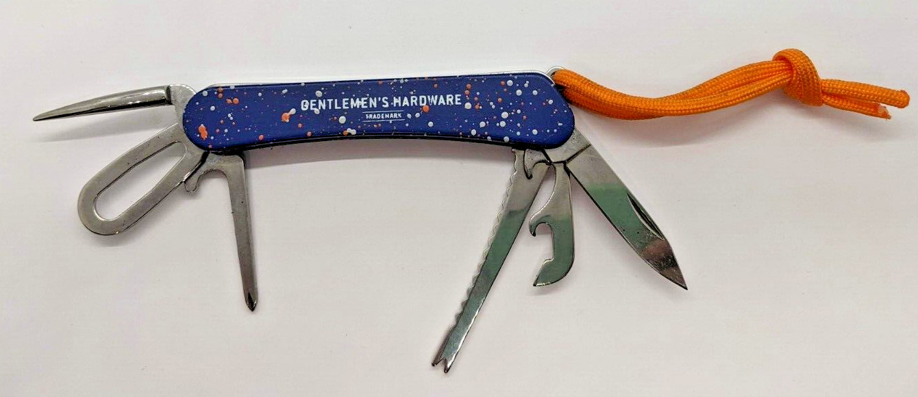 Gentleman’s Hardware 6-In-1 Fishing Multi-Tool Blue W/ Orange Gray Paint Splatte