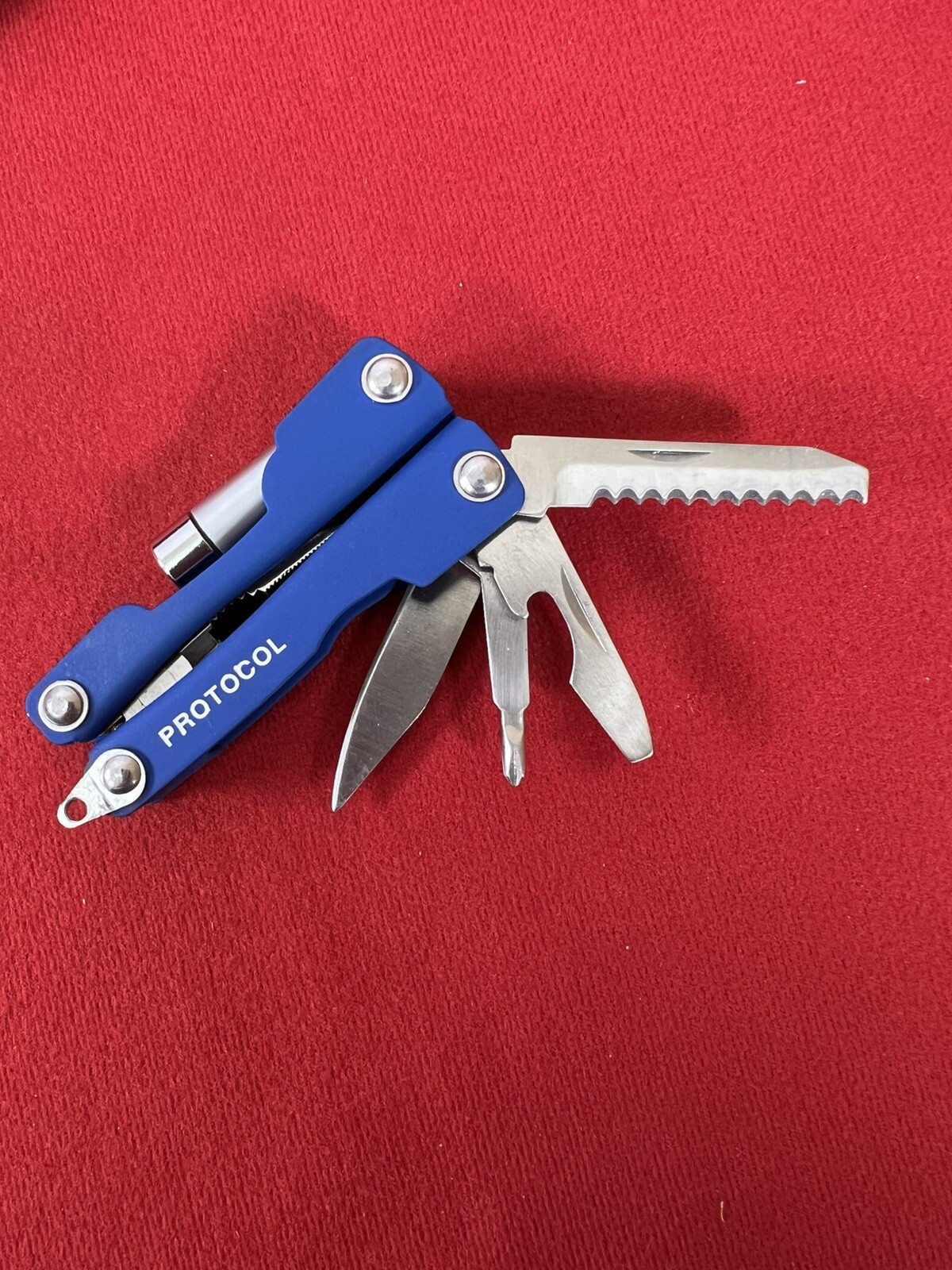 PROTOCOL 8 FUNCTION MINI MULTI TOOL WITH SHEATH – Pliers, Flashlight, Etc. – NOS