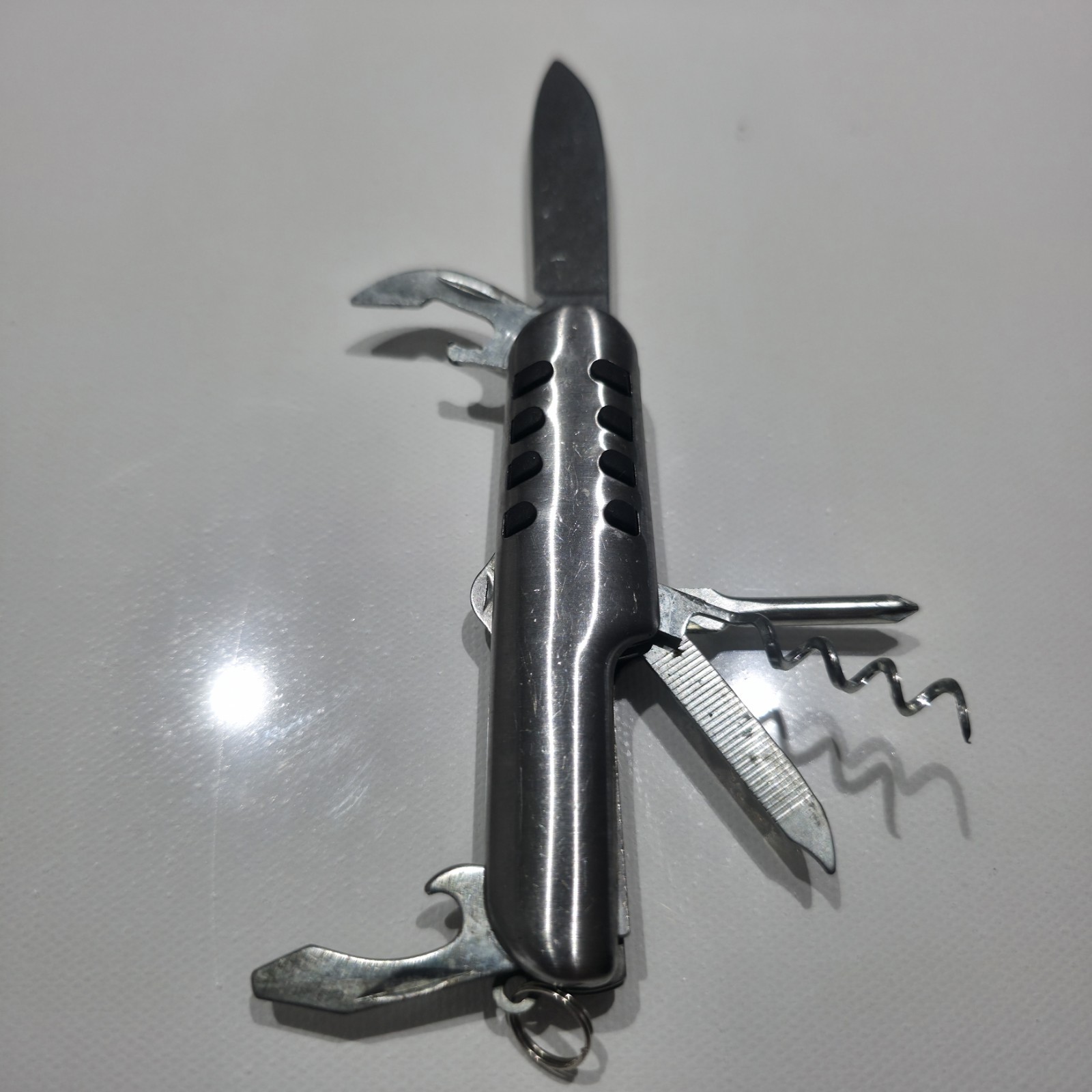 Stainless Steel Folding Multi-Tool Pocket Knife 6 Tools Corkscrew Key Ring