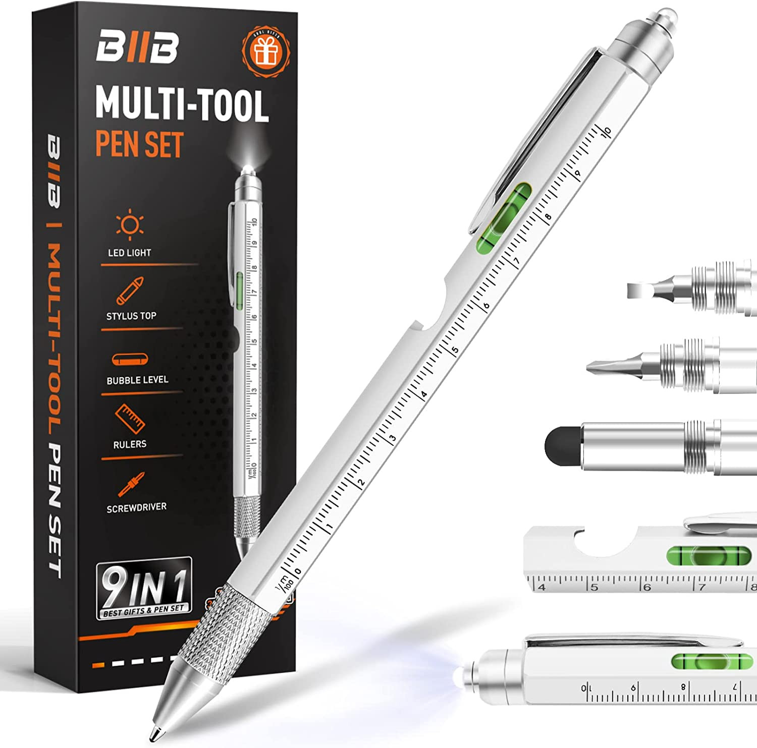 Gifts for Men 9 in 1 Multitool Pen, Stocking Stuffers for Men Teens Him, Mens Ch