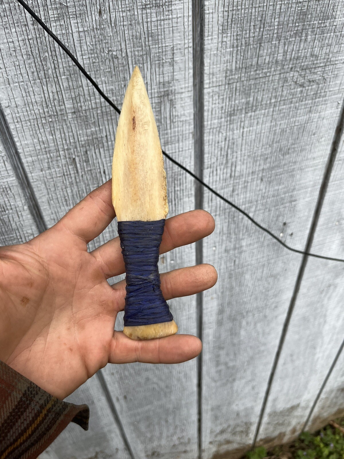 one time use 100% bone tool knife And Sheath With Zero Metal In It