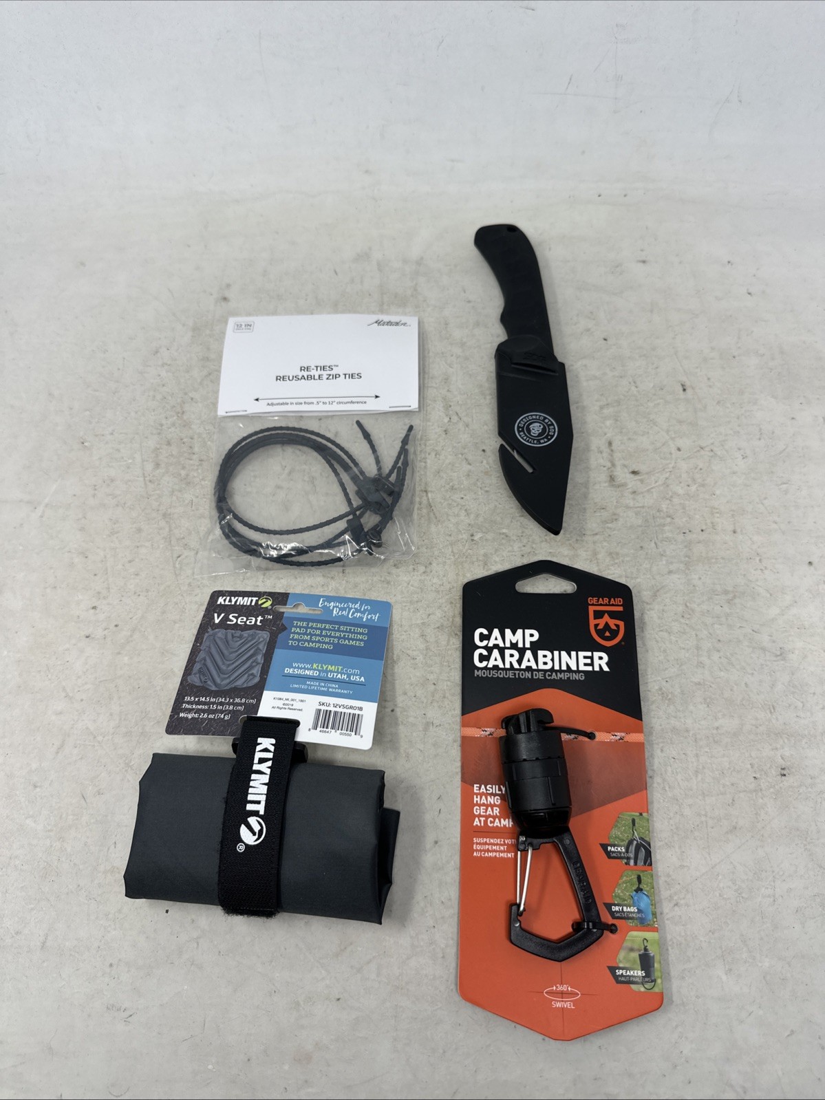 Camping Gear (Ace Field Knife, Camp Carabiner, Re-ties, V-seat – 122
