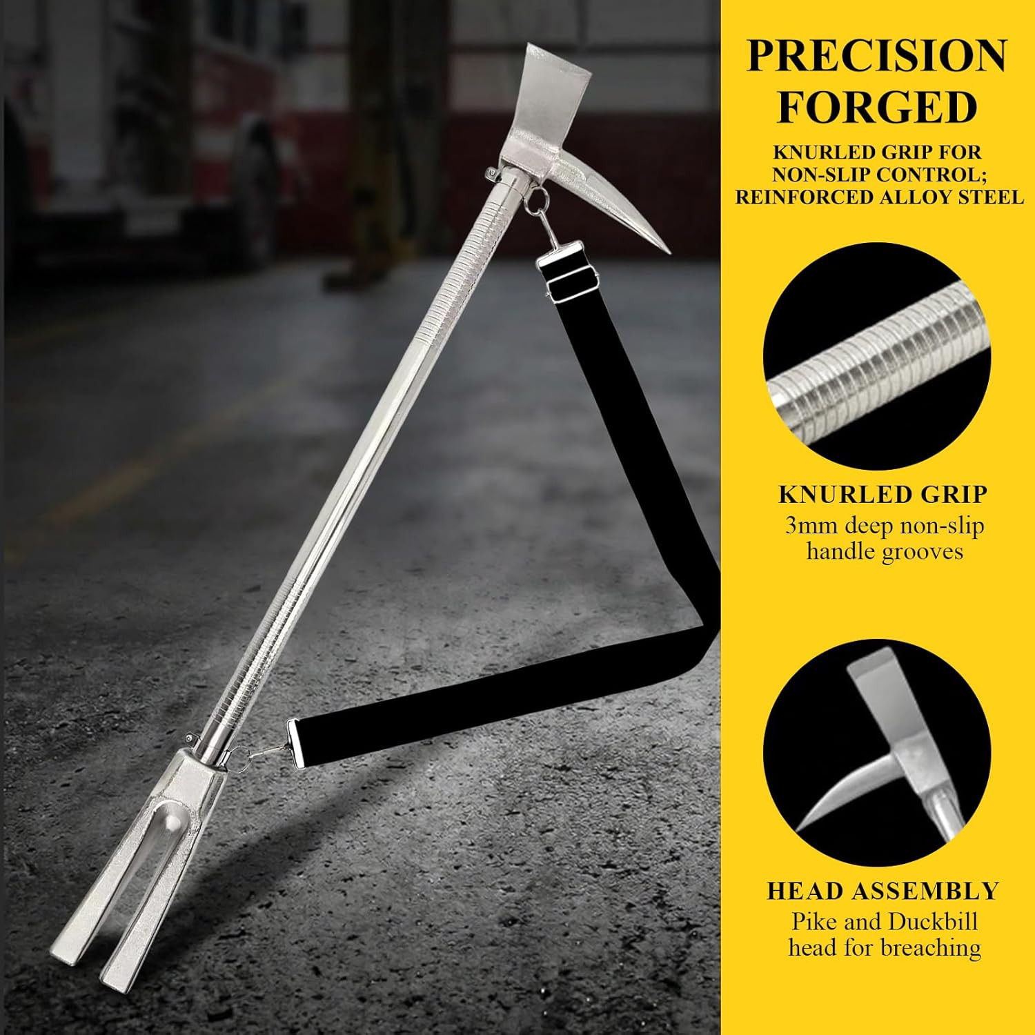 30-Inch Steel Halligan Bar Firefighter Forced Entry Tool, Heavy Duty Emergency R