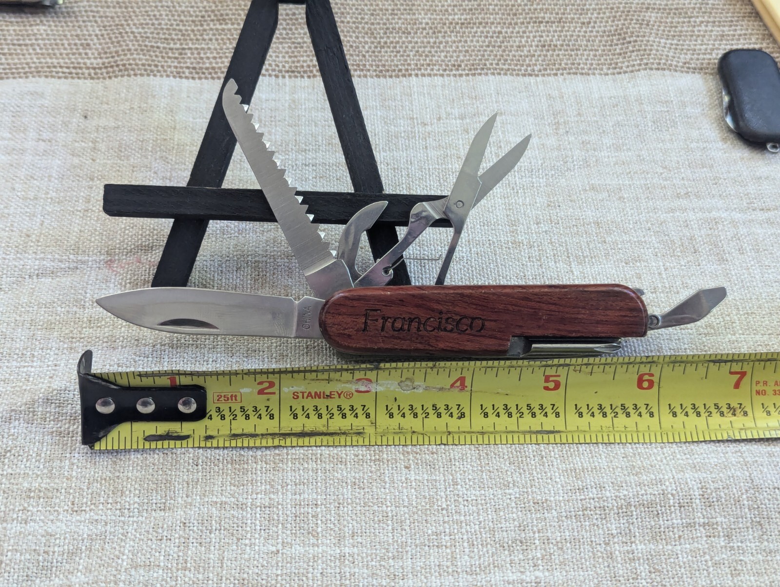 Oklahoma Personalized Souvenir 9-Tool Multi-Tool Pocket Knife FRANCISCO Wooden