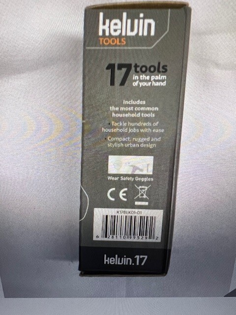 Kelvin Everyday Multi-Tool 17 Tools In 1 Flashlight Screwdriver Hammer Blue NEW