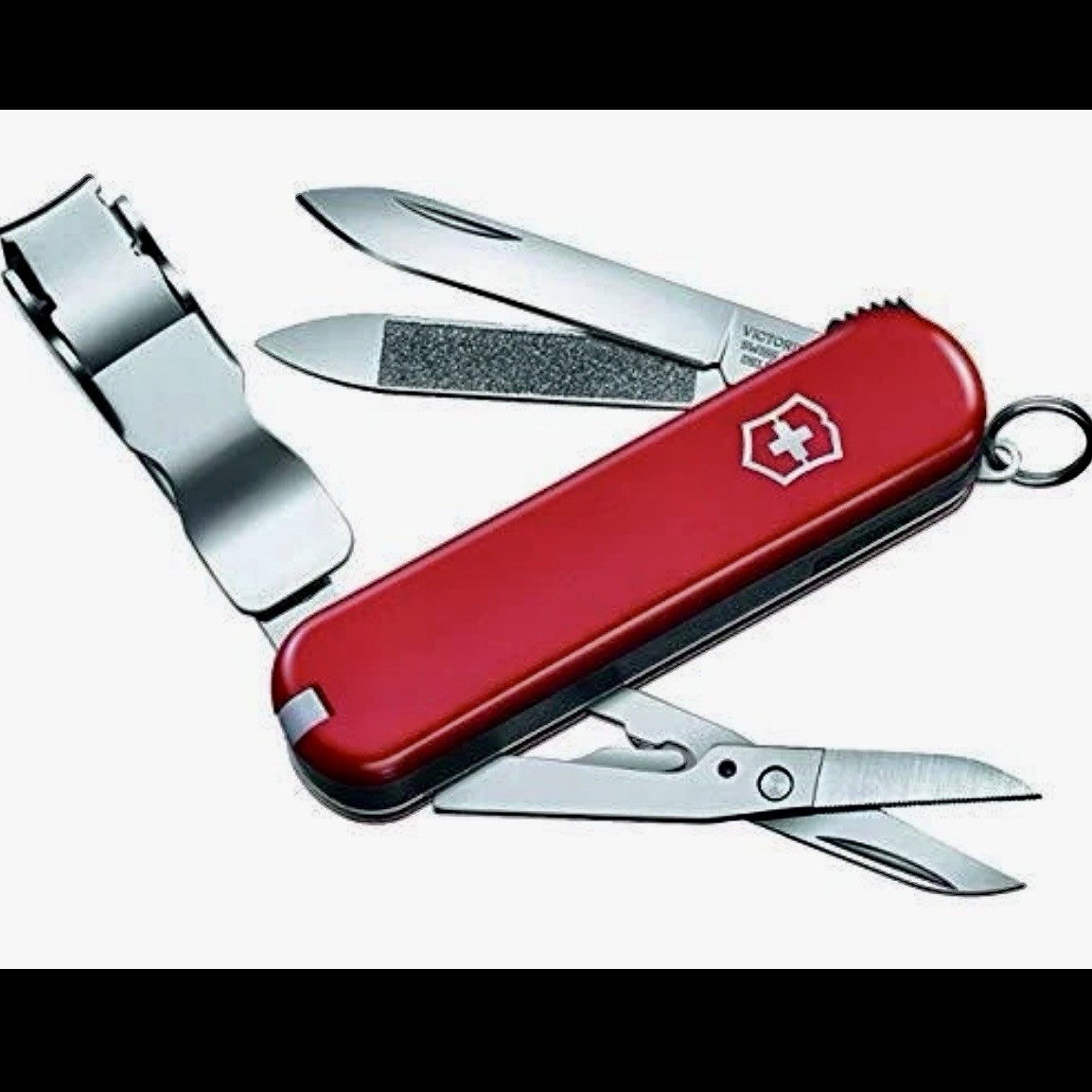 Victorinox Swiss Army 580 58mm Multi-Tool nail clippers Etching on both sides.