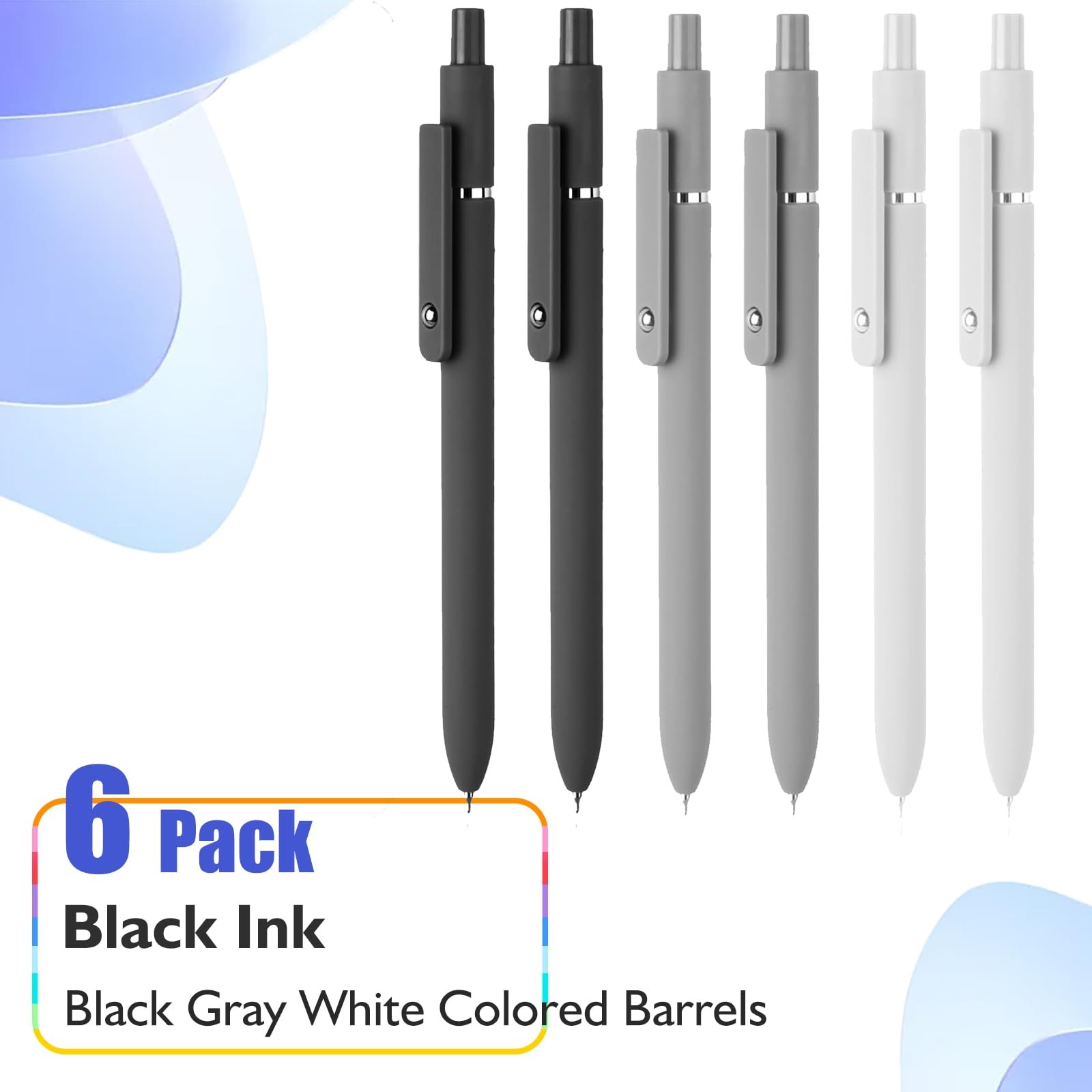 6Pcs Gel Pens, 0.5MM Black Gel Ink Pen Fine Point Smooth Writing Pens, Colleg…