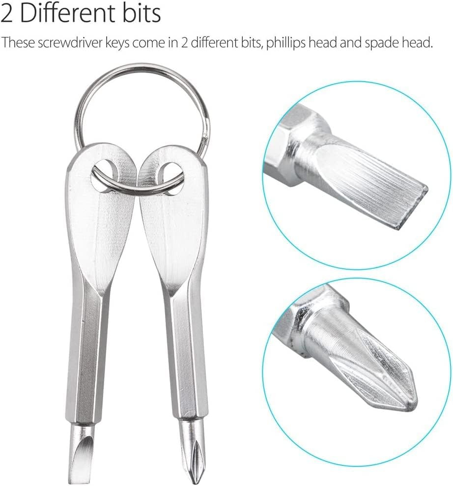 4PCS Mini Pocket Screwdriver Set Keychain Outdoor Tool Kit Stainless Steel Black