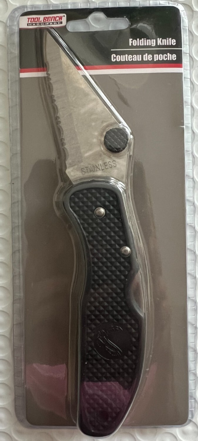 Tool Bench Hardware Serrated Folding Knife