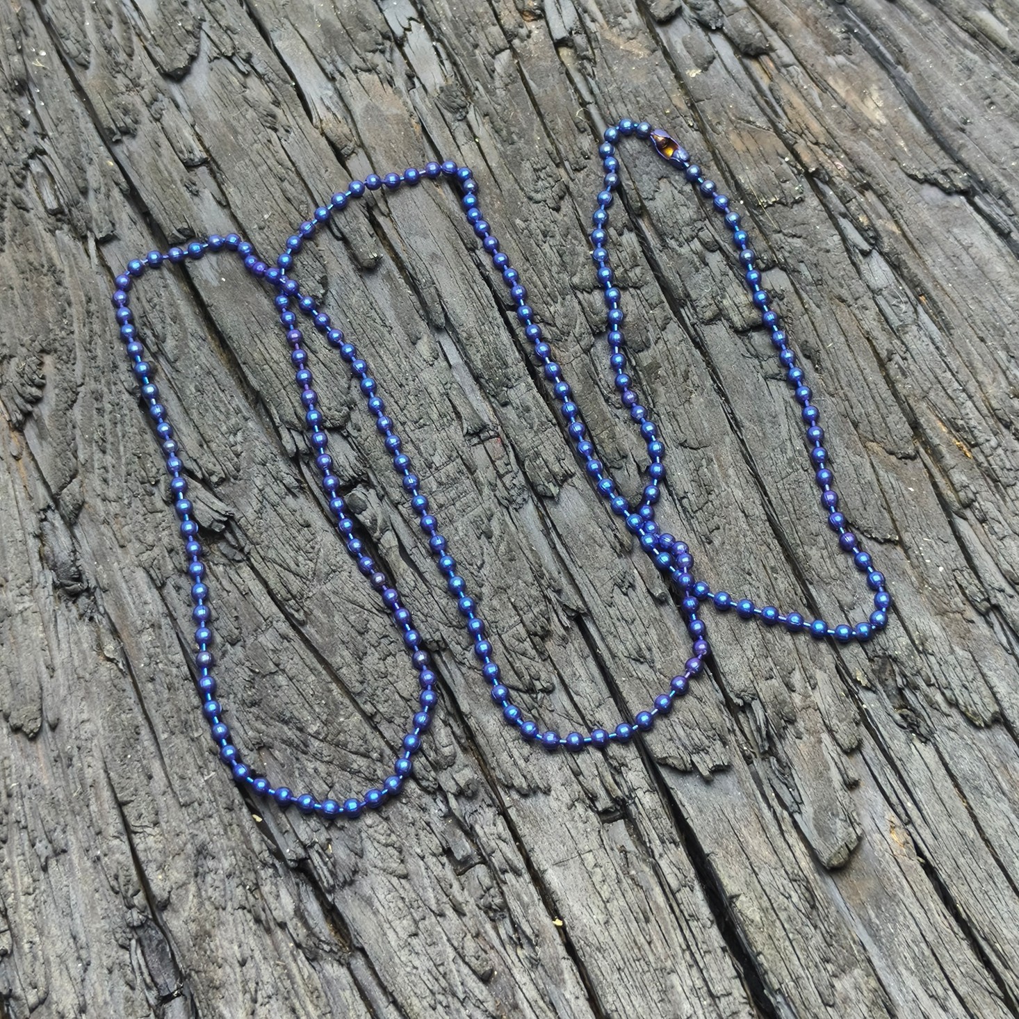 EDC Anti-allergy Pure Ti Chain Ball Bead Necklace fire blue 2.4x650mm