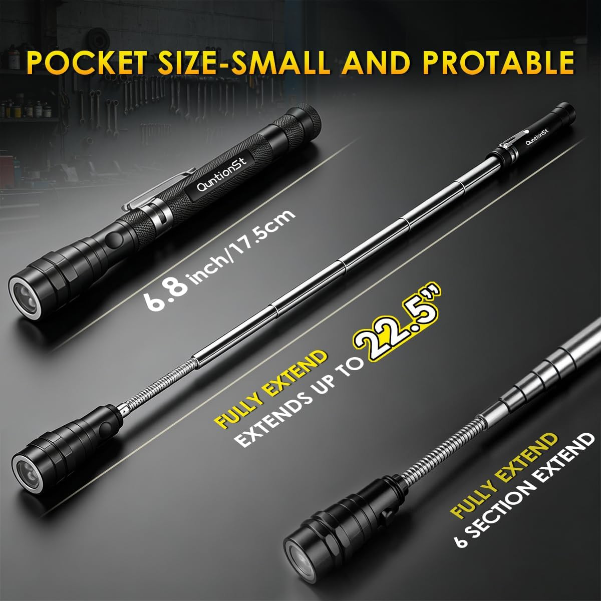 Fathers Day Dad Gifts for Men, Magnetic Pickup Tool with LED Flashlight -Telesco