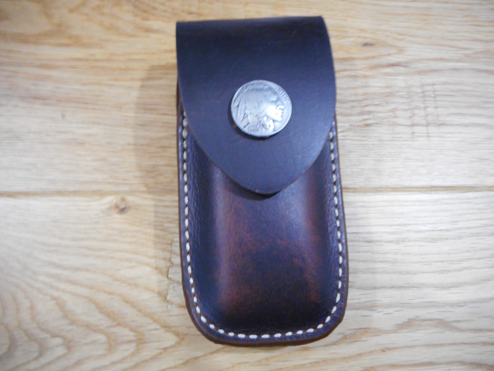 Leatherman Wave Crazy Horse leather sheath. Replica Indian nickel . Sheath only.