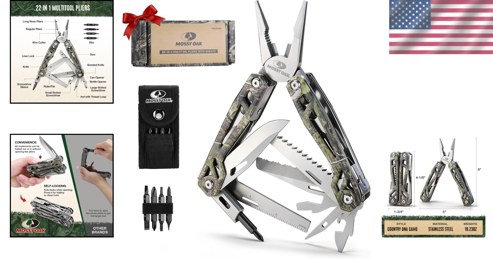 Versatile Camo Multitool: 22-in-1 Stainless Steel Tools for Outdoor Adventures