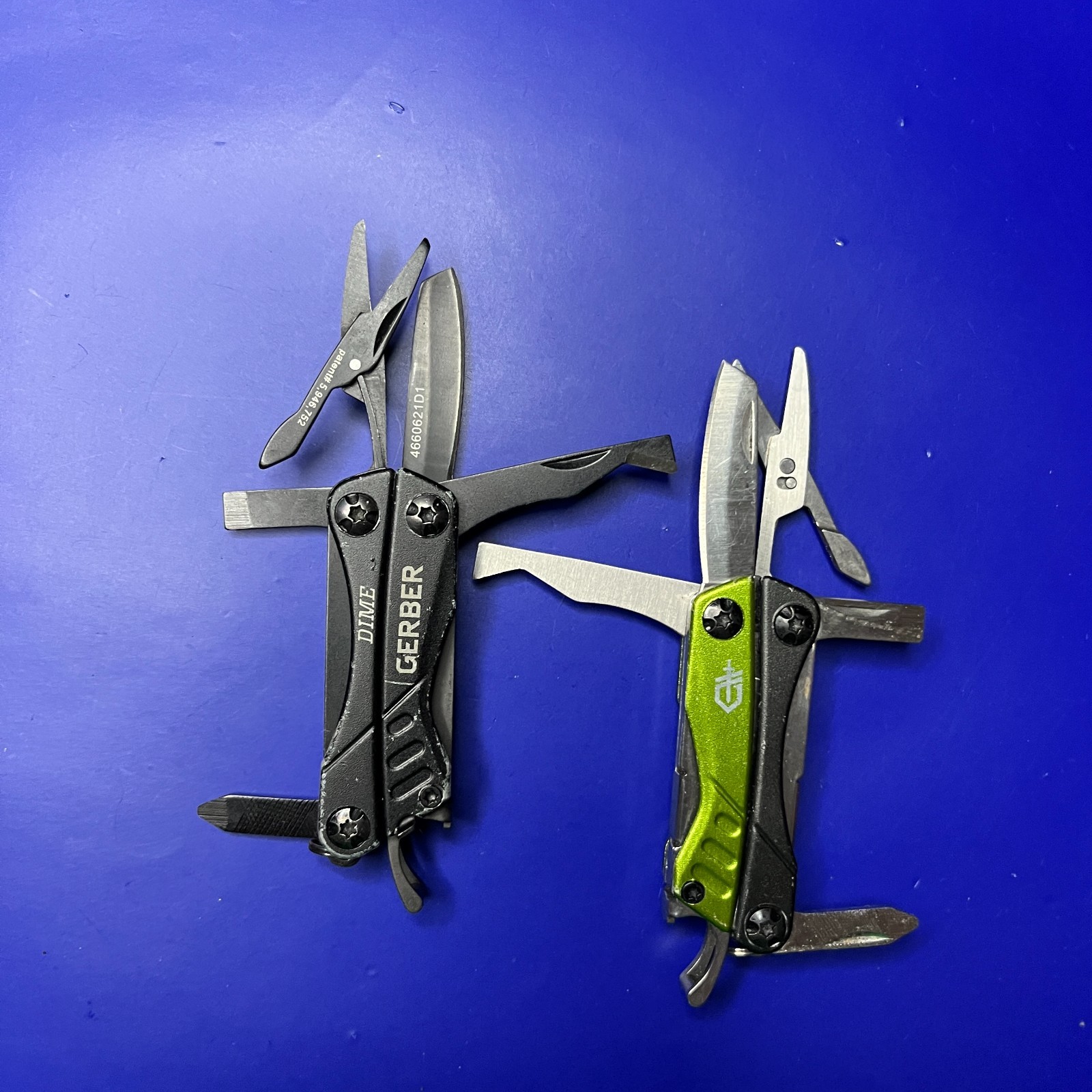 Lot of 2 Gerber Dime Multi-Tools Small Keychain Pliers Knife File Scissors