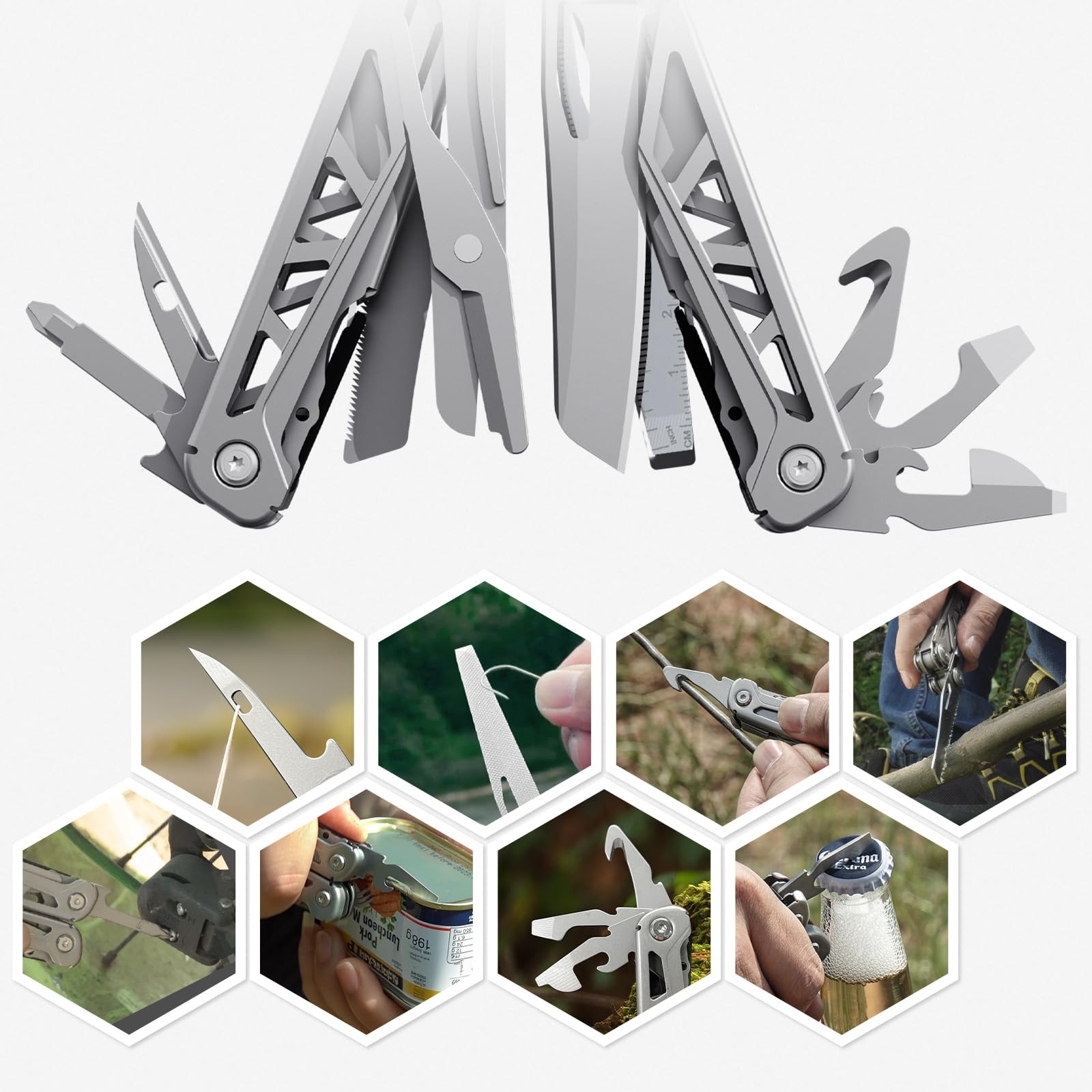 PERWIN Multitool, 17-in-1 Stainless Steel Multi Tool Pliers with Self-Locking…