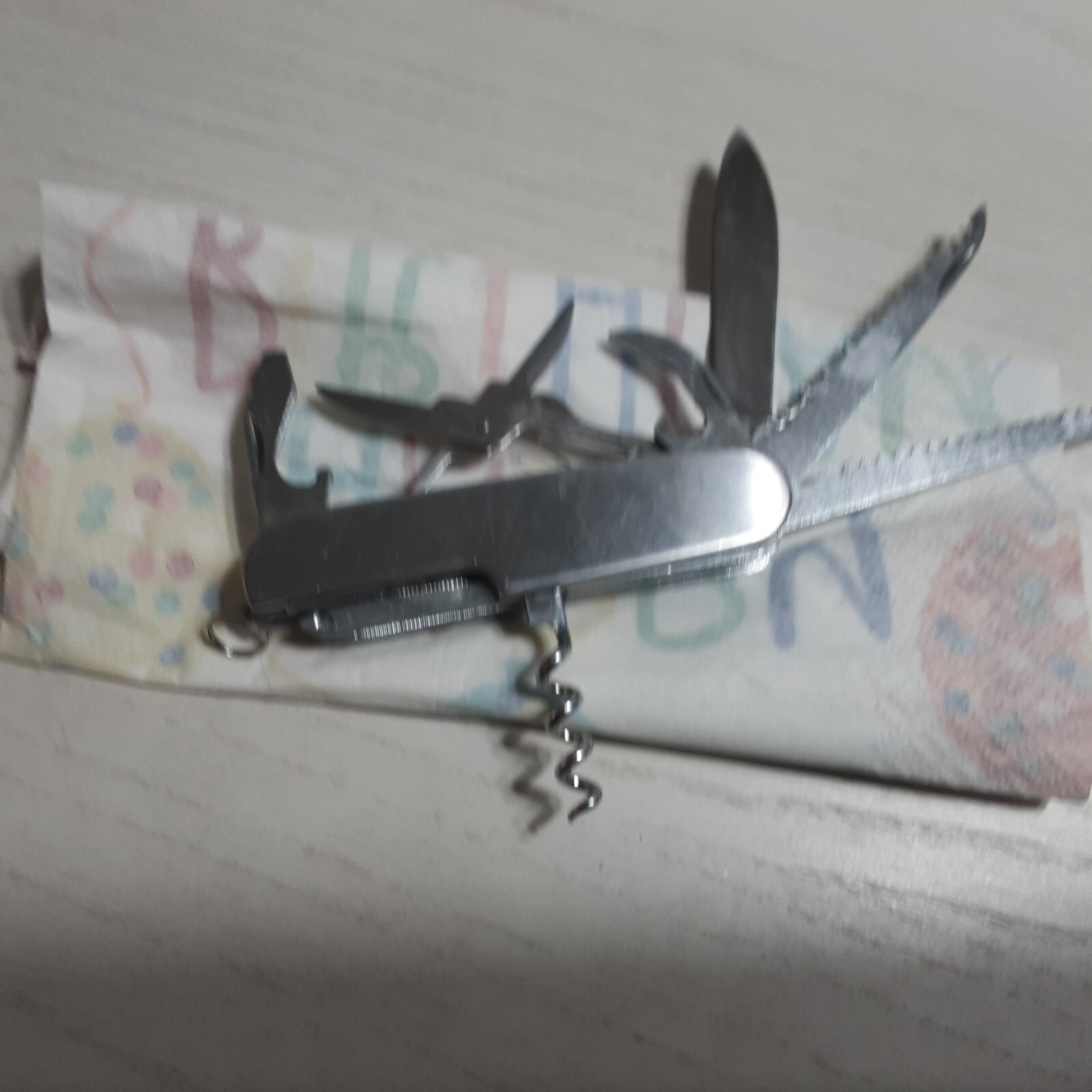 Stainless Steel Multi Tool 7-in-1 Pocket Knife Can Opener Corkscrew Scissors Saw