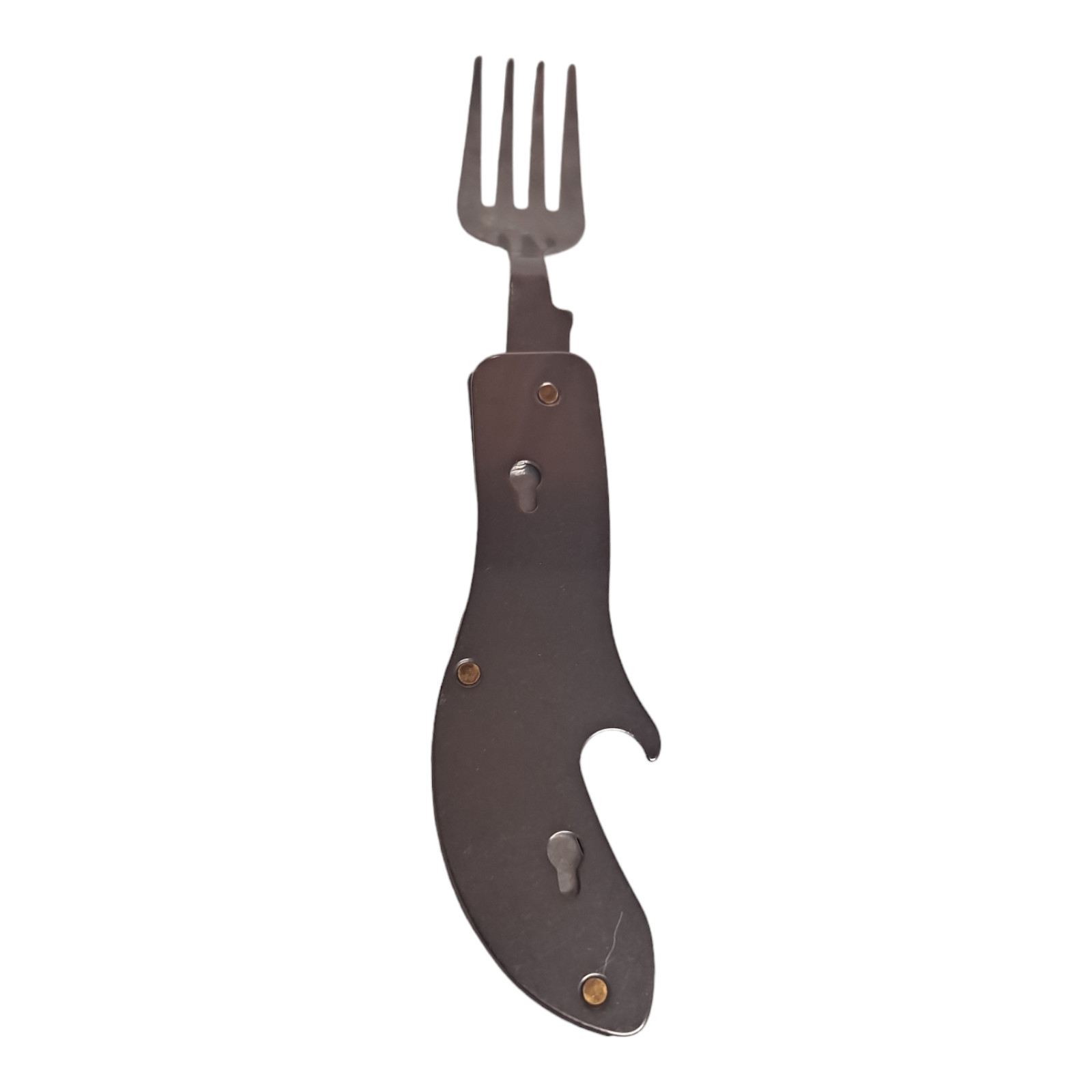 2PC Folding Cutlery Set Eating Utensils Fork Spoon Knife Bottle Opener