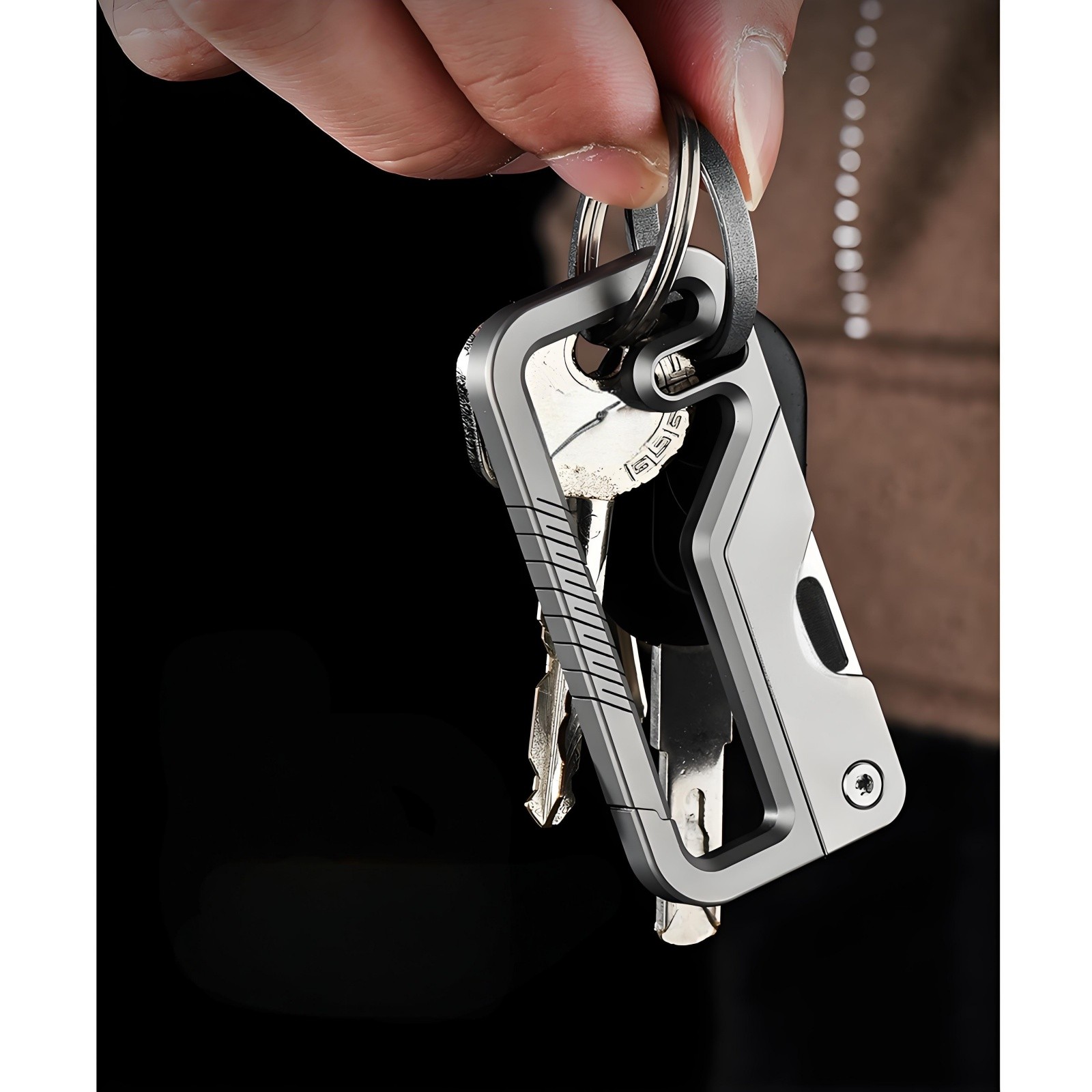 Titanium Alloy EDC Keychain Carabiner Multi Tool Outdoor Survival with Knife