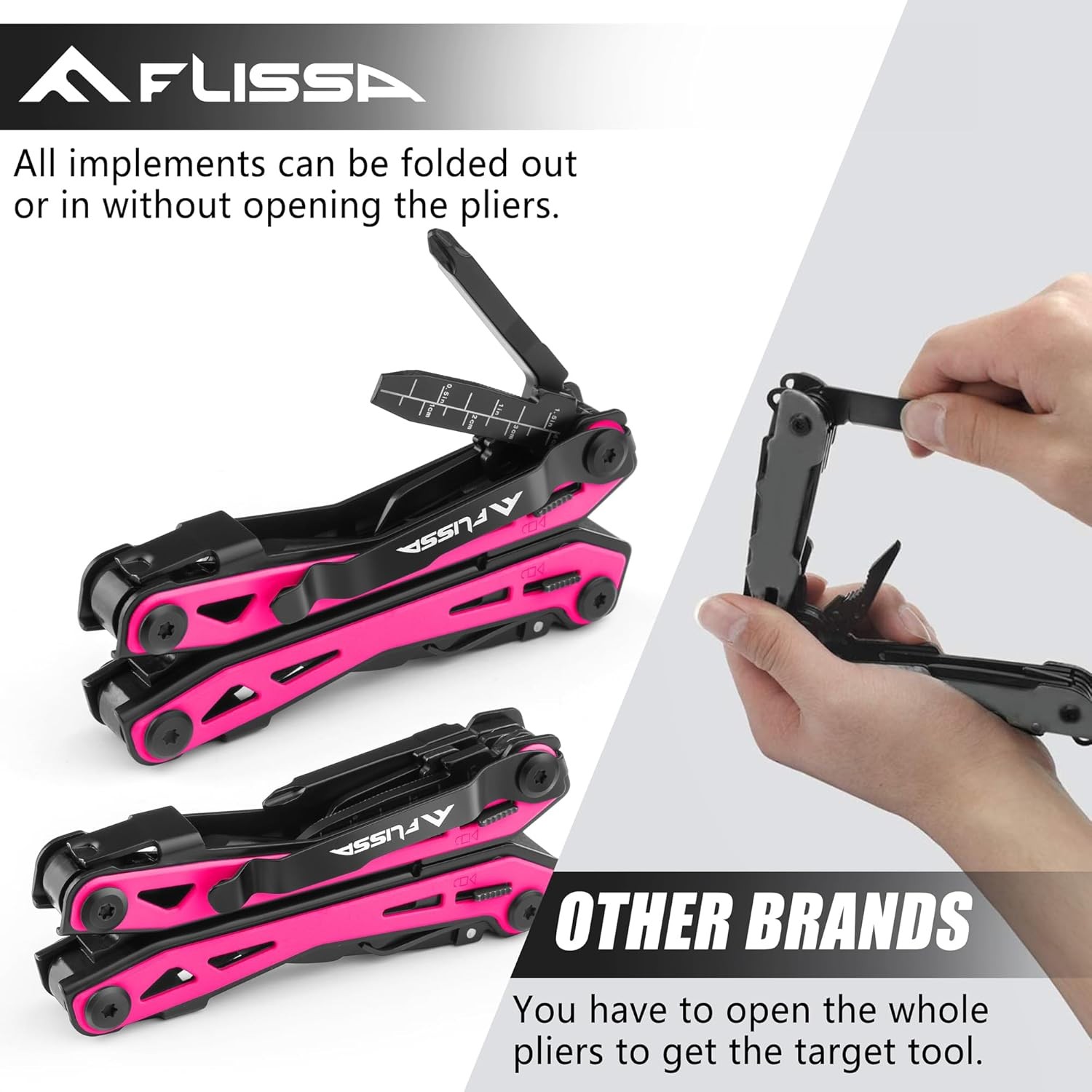 16-in-1 Pink Multi Tool Pliers Gifts Men Women Stainless Steel EDC Multitool W/
